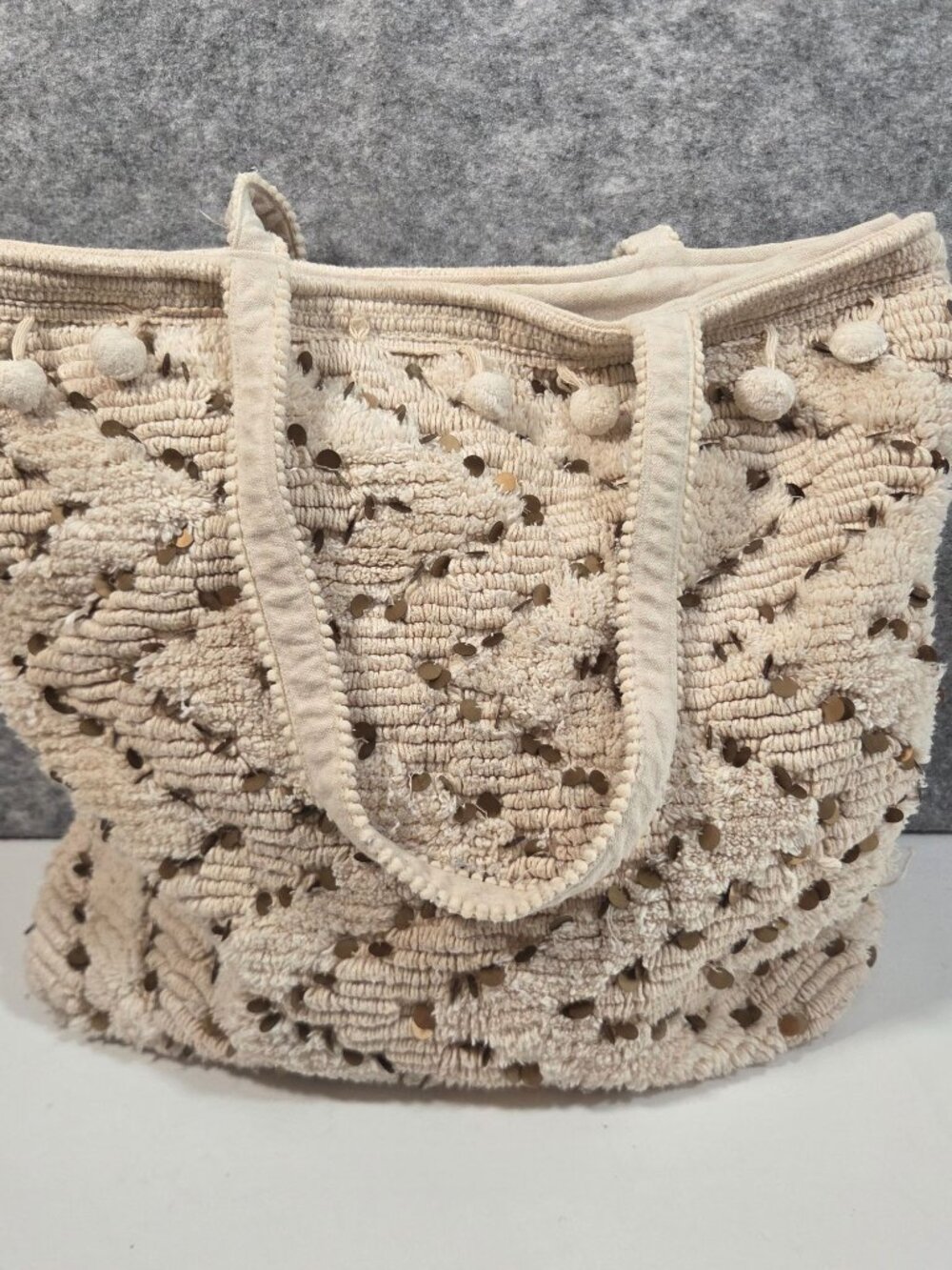 America & Beyond Cream Crochet Cotton Tote Bag Boho Coastal Grandma Cottagecore